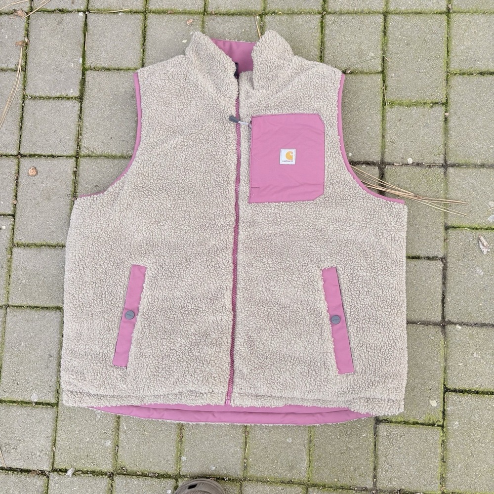 Carhartt Montana Puffer Vest Sz L Insulated Reversible Sherpa Pink EUC No Flaws - Picture 3 of 8